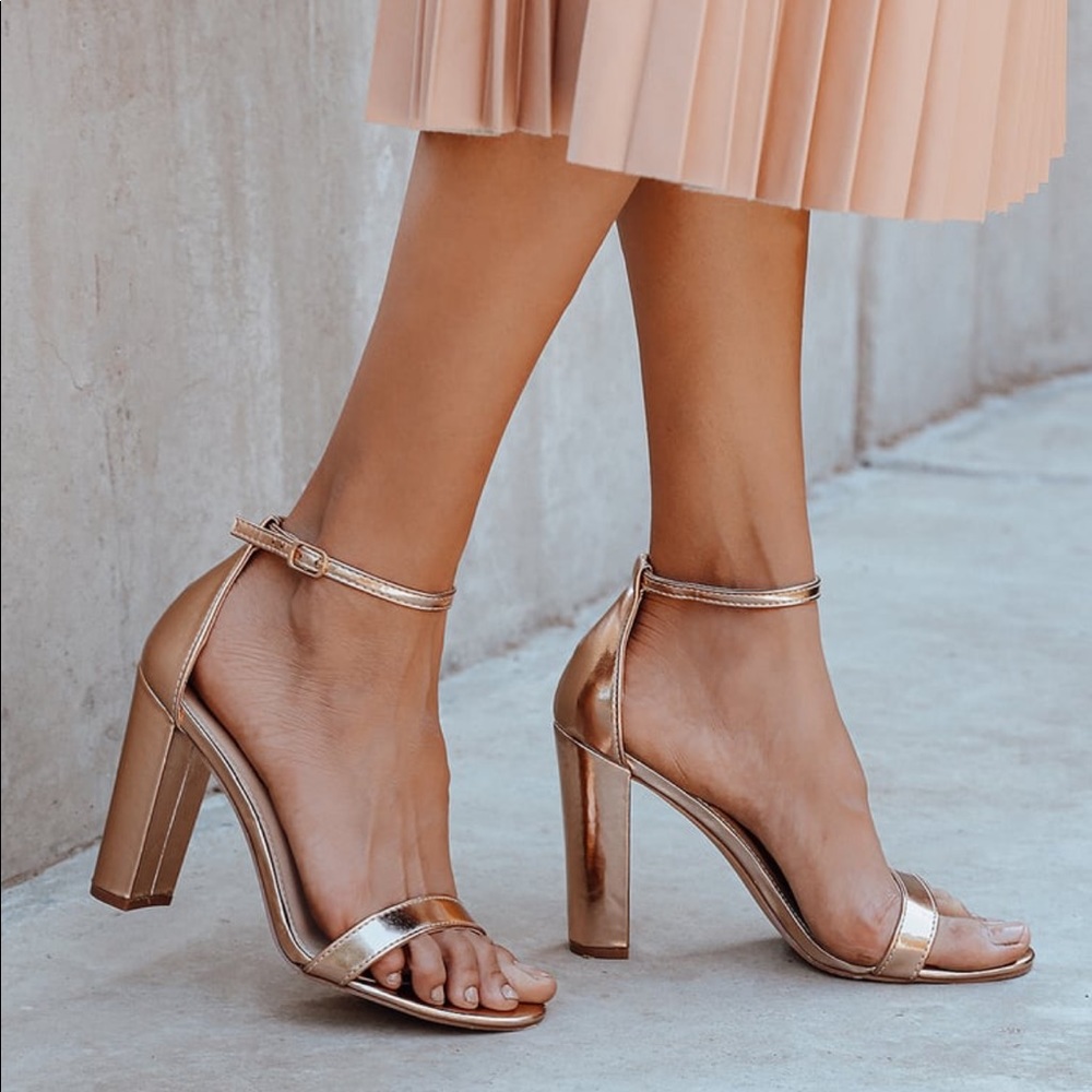 TAYLOR ROSE GOLD ANKLE STRAP HEELS